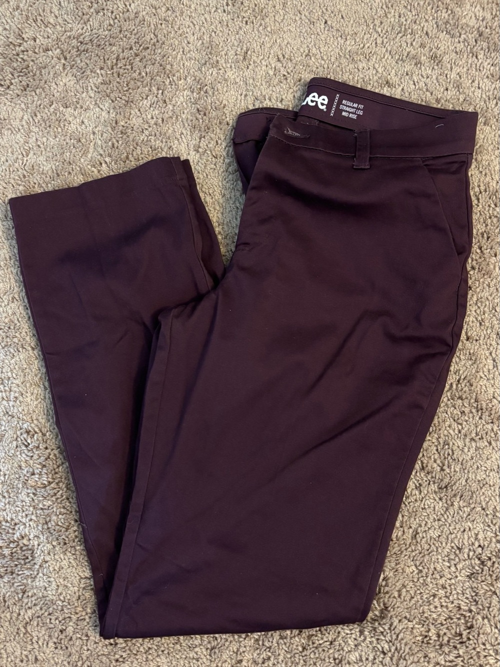 Lee regular fit straight leg mid rise women trousers purple